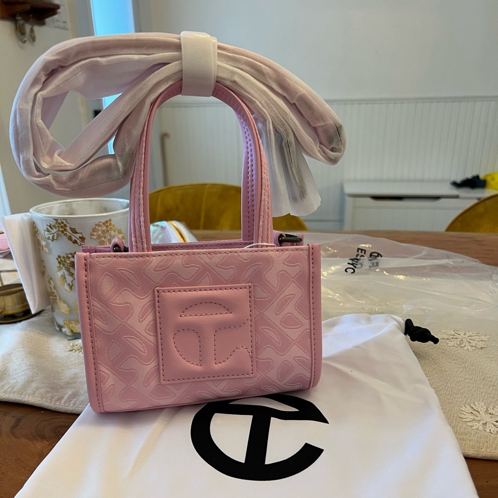 Brand new Telfar bag. Bubblegum jacquard. Small.
